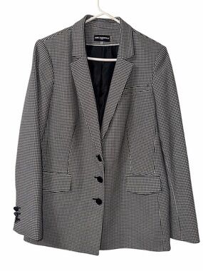 Karl Largerfeld Black and White Houndstooth Check Blazer(Size 16)